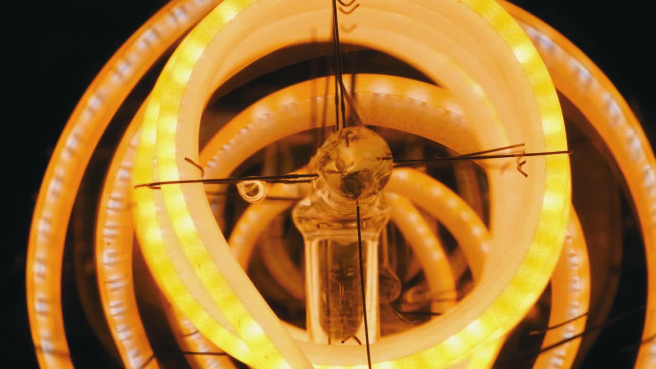 led 필라멘트의 클로즈업 세부 사항