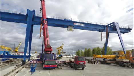 port operations with cranes and heavy machinery