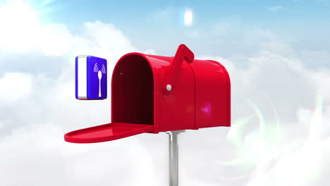 icono wifi en el buzón de correo con fondo de cielo azul