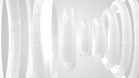 abstract white glass circles liquid glass animation. seamless loop footage.