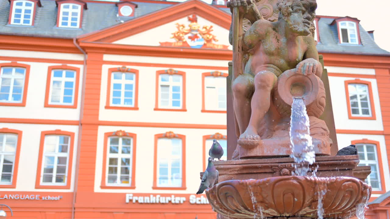 Water fountain in the New Market 33 in Frankfurt, Germany