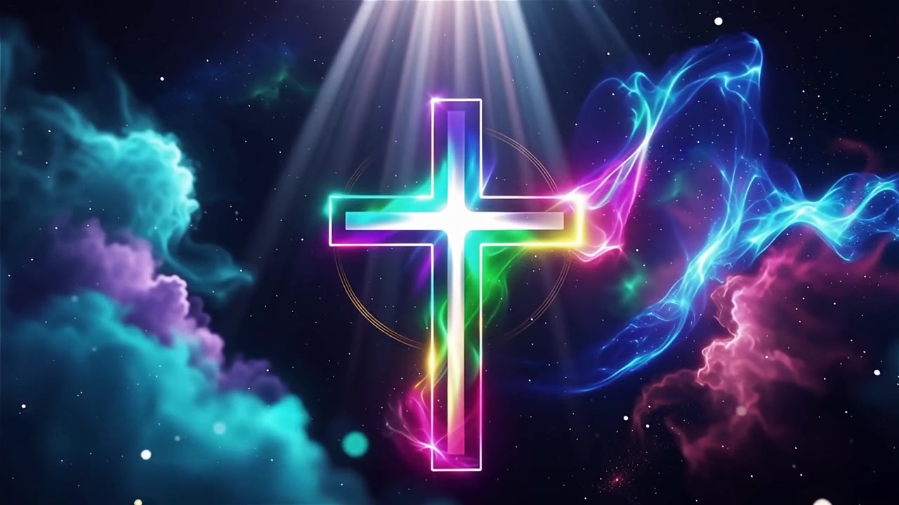 Christian Cross Heavenly Light Worship Background