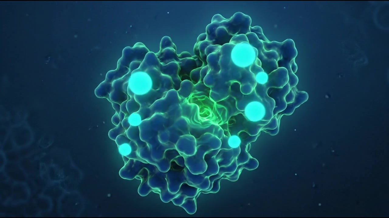 Visualizzazione medica 3D astratta di strutture cellulari microscopiche