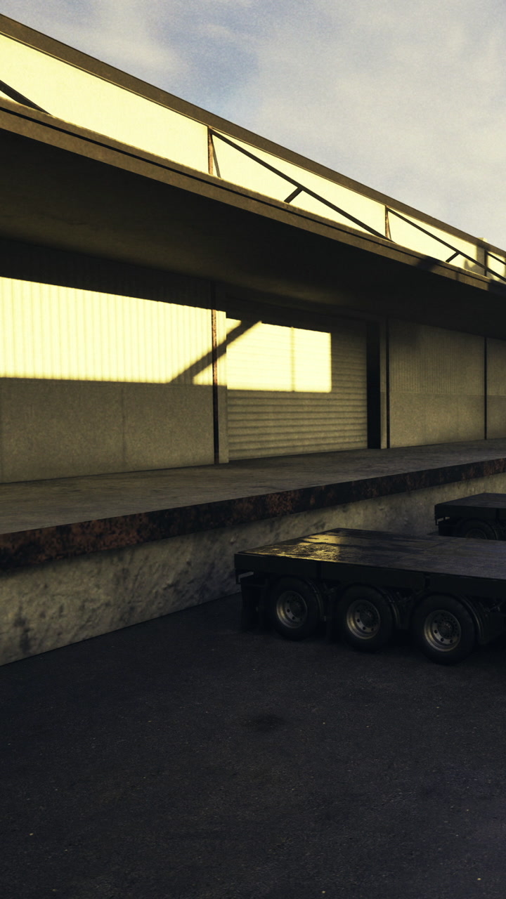 Warehouse dock with loading area during late afternoon