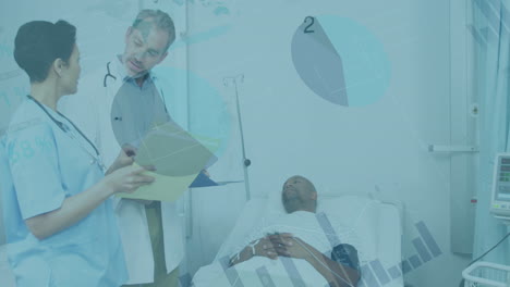 animación del procesamiento de datos entre dos médicos diferentes con pacientes
