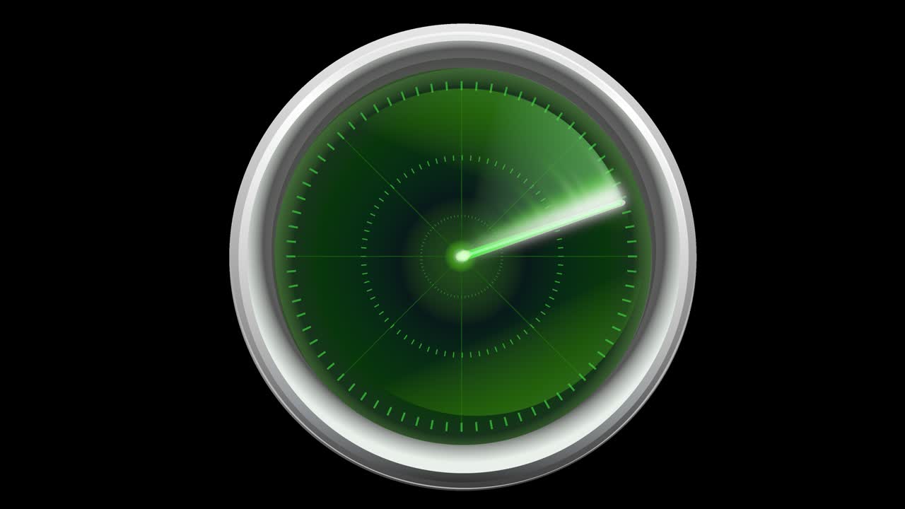 알파 채널을 가진 오래된 빈 레이더 화면의 애니메이션 루프