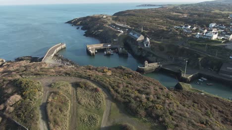 aerial footage of amlwch harbour, north wales