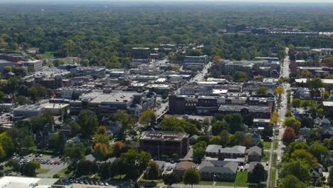 naperville, il, a chicago suburb, on a sunny fall day, featuring buildings, streets. orbit left zoom day s