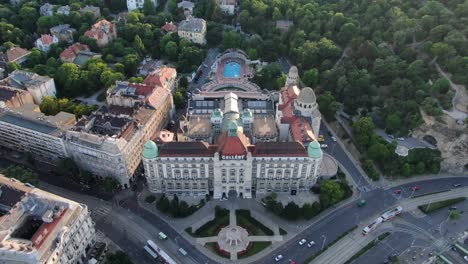 aerial view of gellert thermal baths and hotel in budapest, hungary