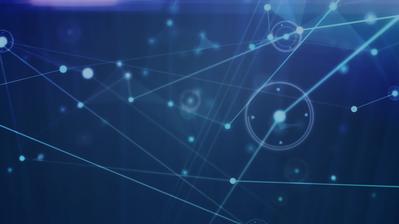 animación digital de una red brillante de conexiones contra un fondo azul