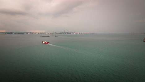 singapore industrial and commercial port, asia. aerial forward and copy space