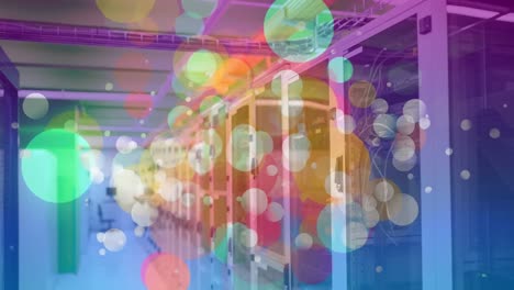 animación de luces y puntos flotando sobre los servidores