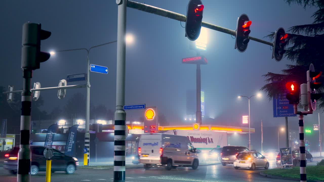 Night Fog at the Gas Station
