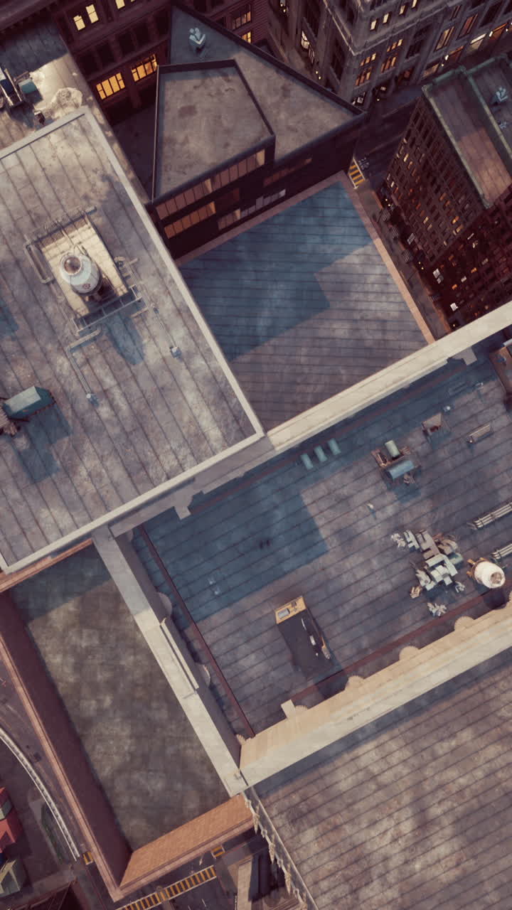Aerial view of city rooftops