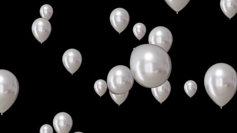 Animation-of-silver-balloons-on-black-background