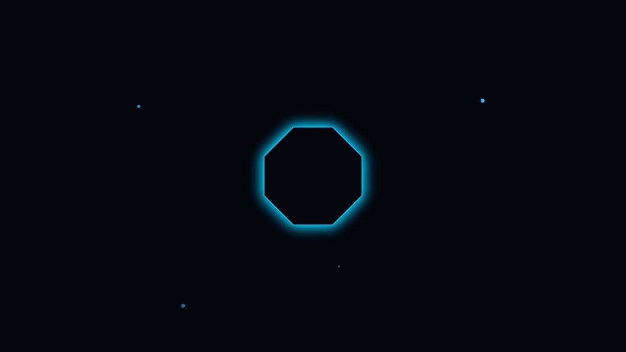 Glowing Blue Octagon Shape Pulsing on Dark Background
