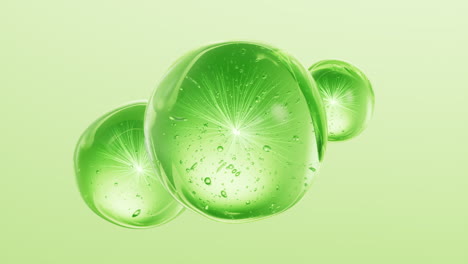 green cosmetics liquid ball background, 3d rendering.