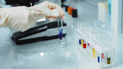laboratory research experiment with test tubes