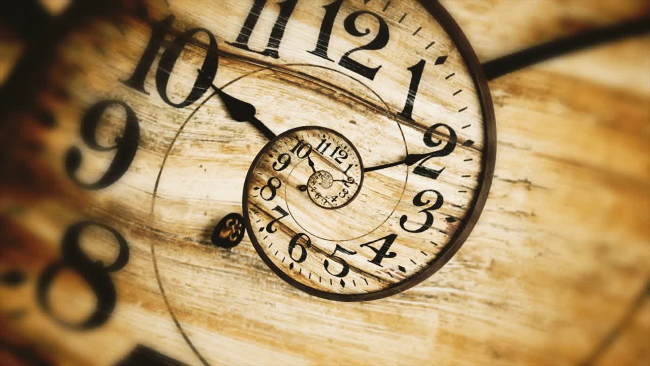 Rotating spiral of clock from numbers abstract seamless animation