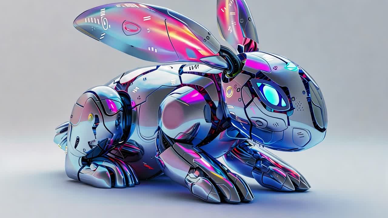 Futuristic Cybernetic Rabbit Robot