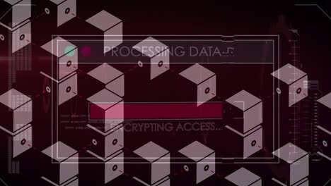 animation of data processing with cubes over scope scanning