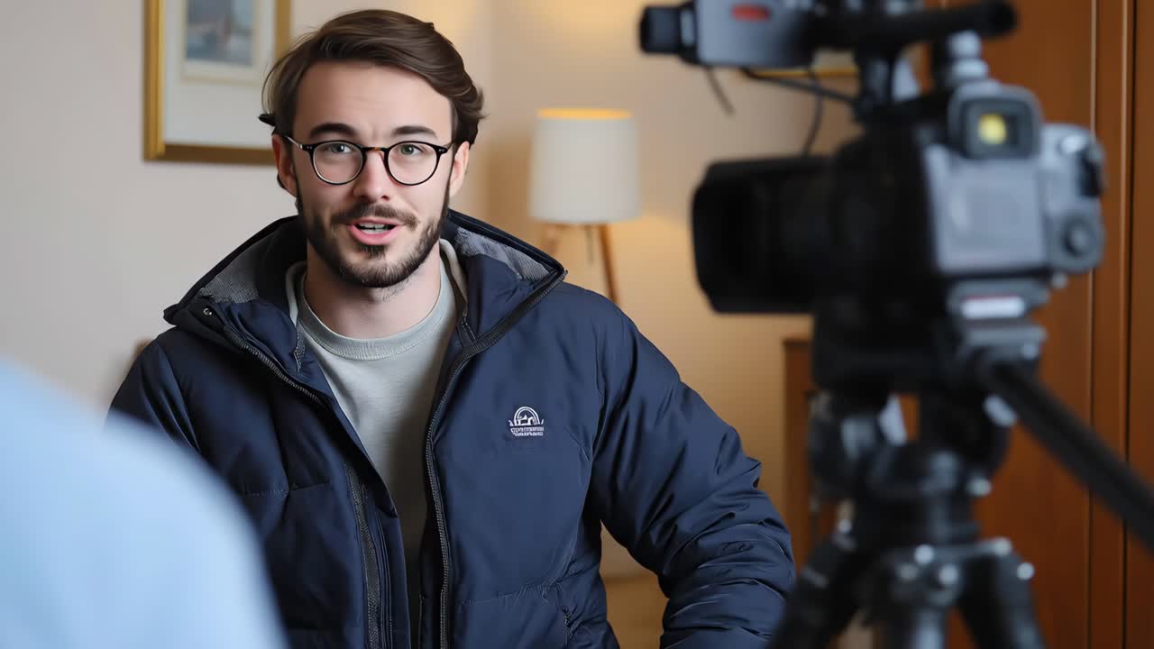 Uomo ripreso durante una sessione di intervista