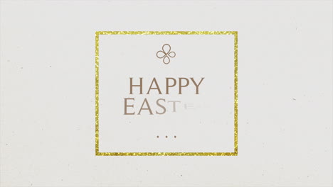 golden-framed greeting card happy easter on beige background