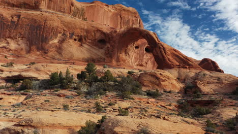 Cinematic-aerial-shot-of-Red-rocks-in-Zion-National-Park,-Utah,-USA