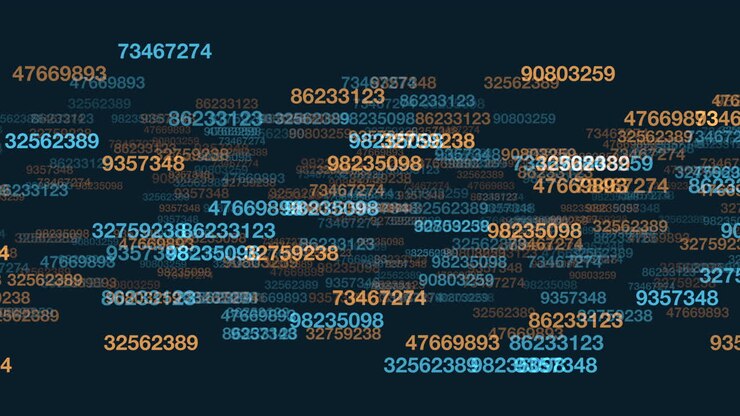 Matrix pattern with numbers on black space