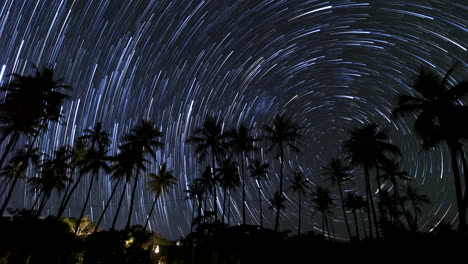 comet star trails on isle of pines, southern hemisphere, southern celestial pole