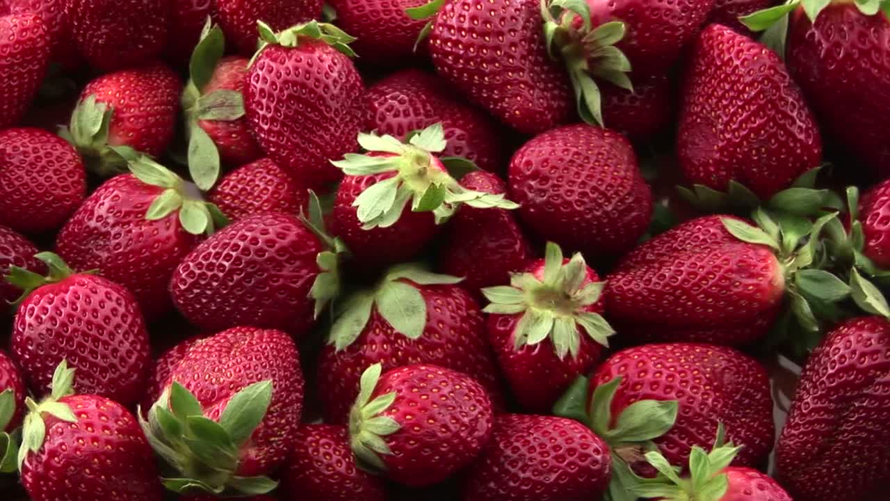 A close up of strawberries