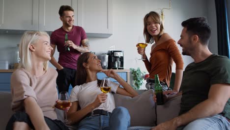 group of friends meets at home party