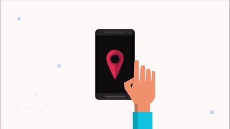 mano usando teléfono inteligente con aplicación de gps