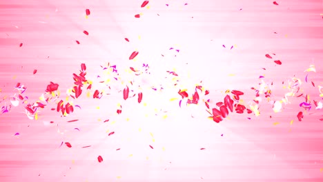 colorful petals. spiral shiny petals of blossoms. flower pattern. pretty dancing petal. vortex from spin petals. abstract loop animation.