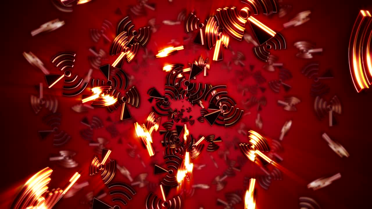 símbolos de peligro nuclear, animación, con canal alfa, bucle