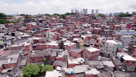 4k drone flying over são paulo, crowded favela