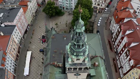 medieval tower of town hall of klodzko in the old town in poland