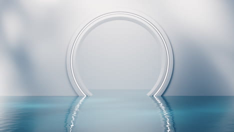 round door with water surface, 3d rendering.