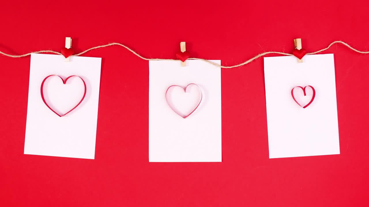 은 테마의 로프에 매달린 종이 위에 뛰는 심장의 루프 정지 움직임