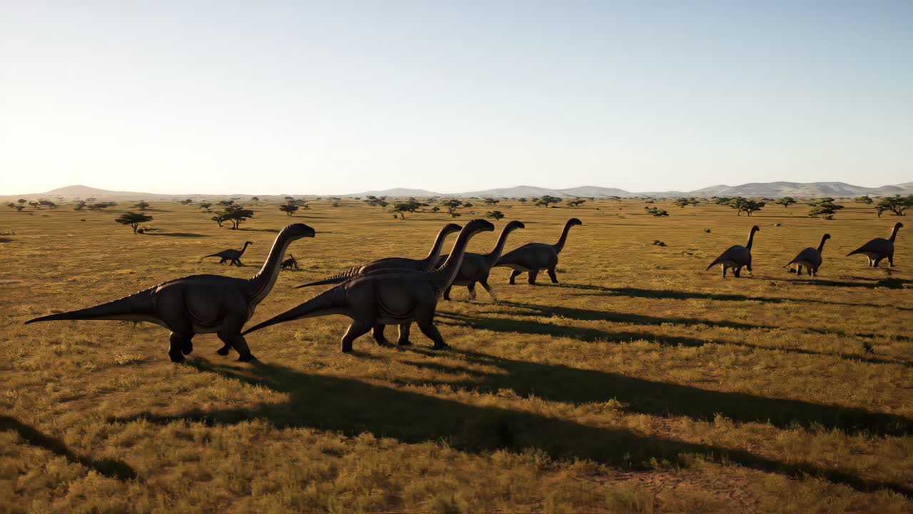 Brachiosaurus Herd in a Savanna Landscape