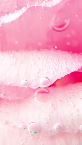 pink rose petals with bubbles