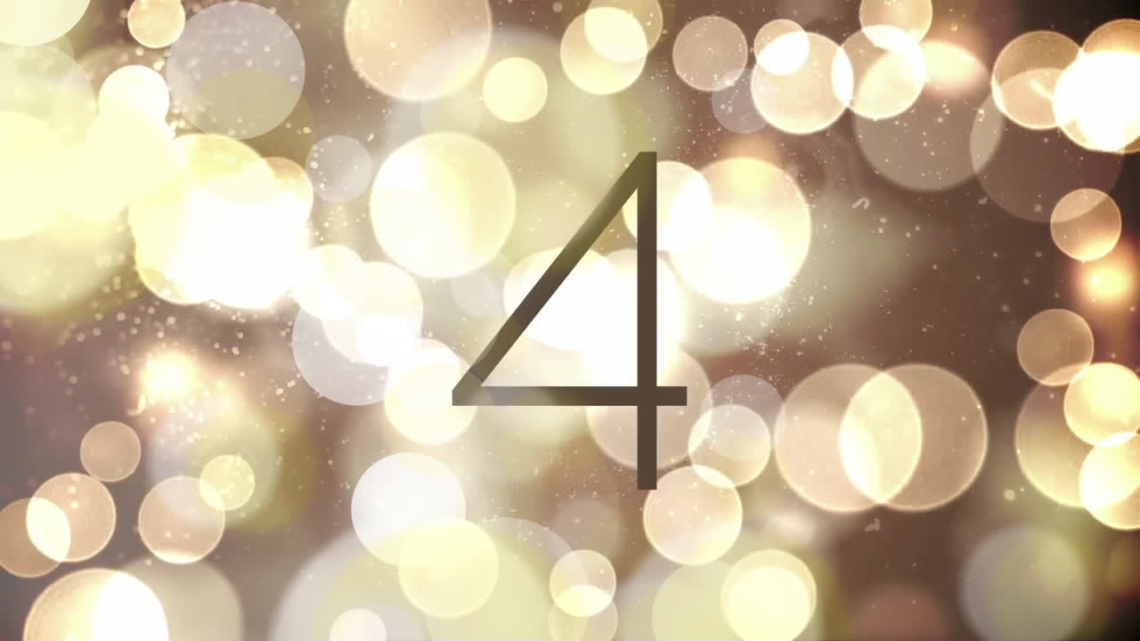 animación de la cuenta atrás hasta la medianoche sobre las luces de fondo