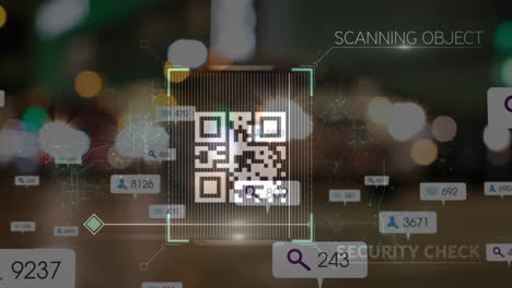 animation of qr code over social media icons