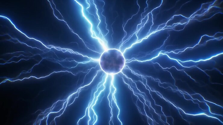 Esfera de Plasma Elétrico Brilhante com Raios Irradiantes