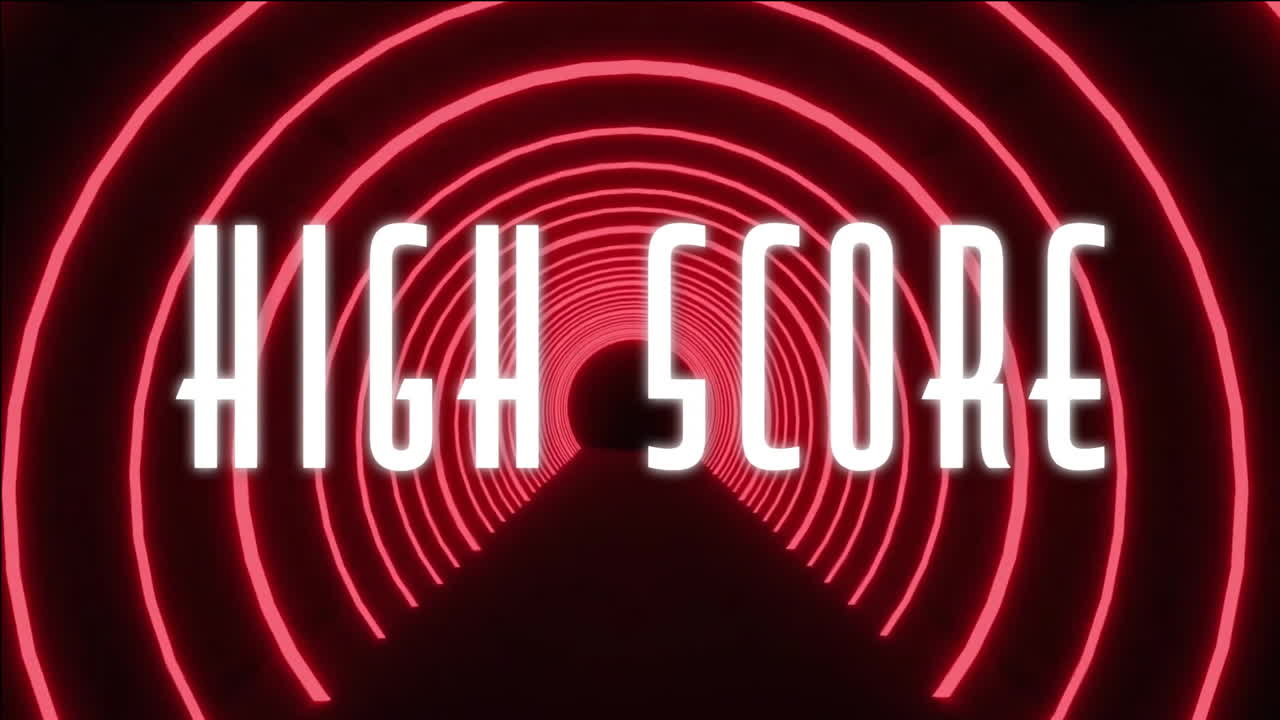 Testo "Record" su animazione di un tunnel al neon rosso.