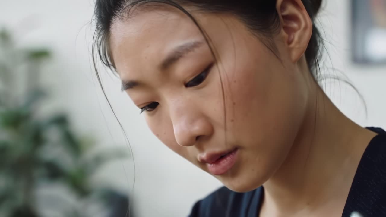 Focused Attention: A Young Woman in Deep Concentration, Engaged in a Creative Task, Highlighting the Beauty of Intentional Work and Expression