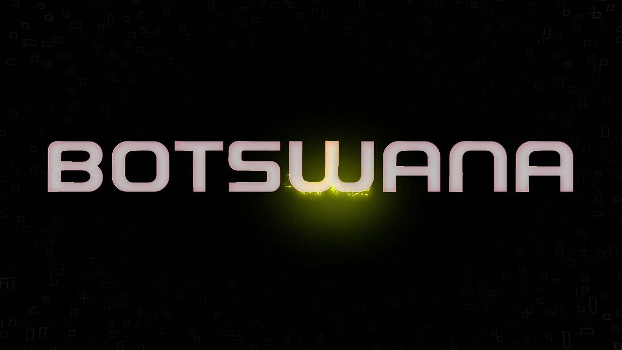 Electrified flashing BOTSWANA animated graphic in white yellow and black