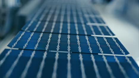 solar cells on the conveyor belt in the modern photovoltaic factory