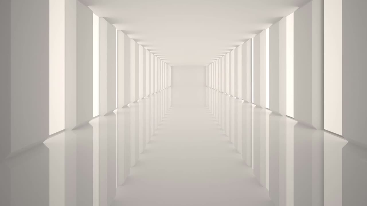 animación de un hexágono brillante verde sobre interiores modernos blancos