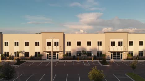 Brand-new-office-and-light-industrial-complex---rail-cam-view-panning-a-new-large-scale-modern-office-space